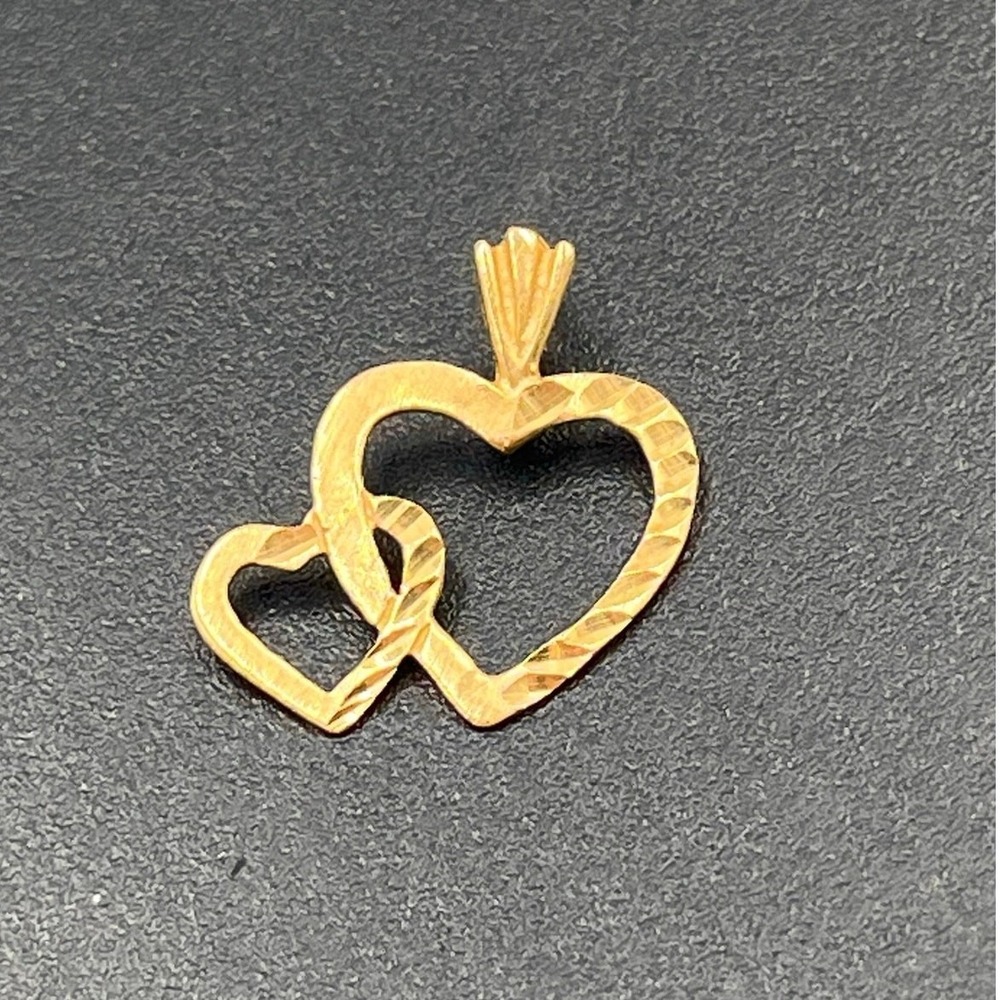 Michael Anthony 14K‎ Solid Gold Small Open Double Heart Textured Pendant Charm